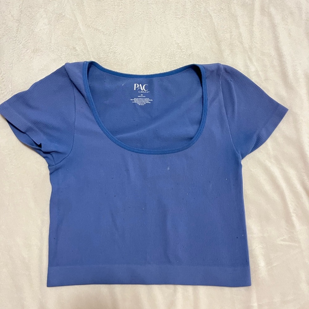 PacSun Ribbed Scoop Neck Crop Top in Blue